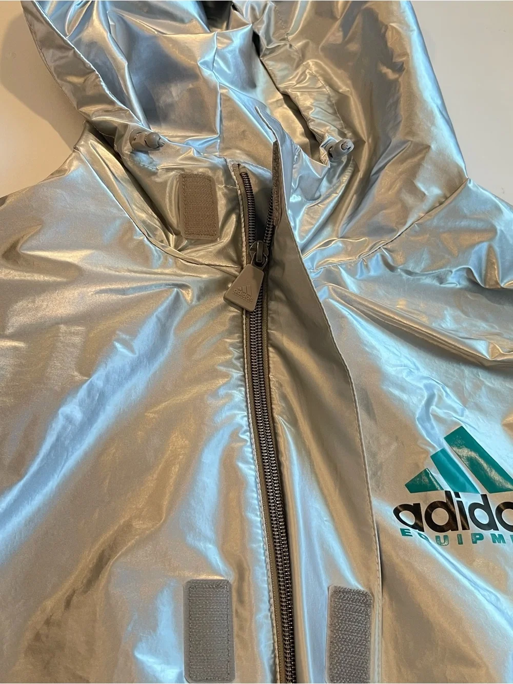 adidas EQT Metallic Windbreaker Mens Silver Jacket